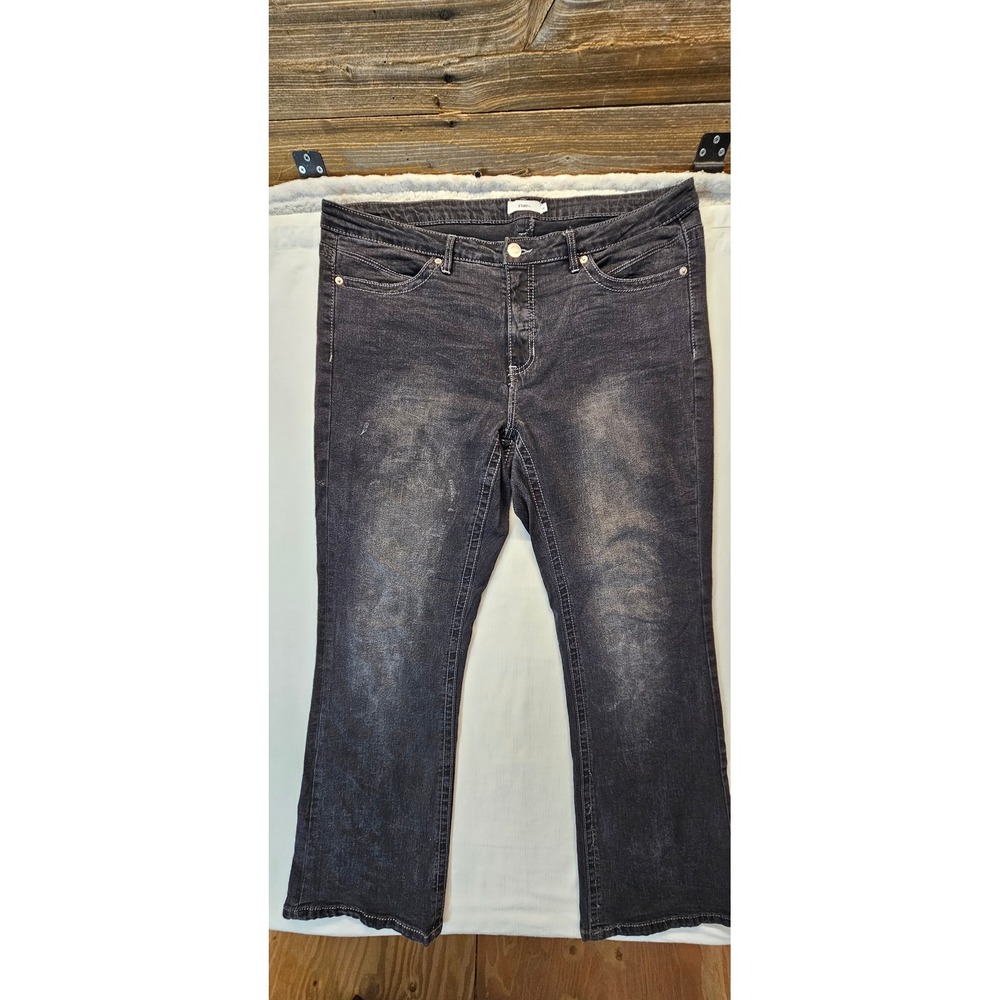 Rue21 Rue+ Womens 16 Gray Acid Wash Rhinestone Star Bootcut Jeans Y2K Style